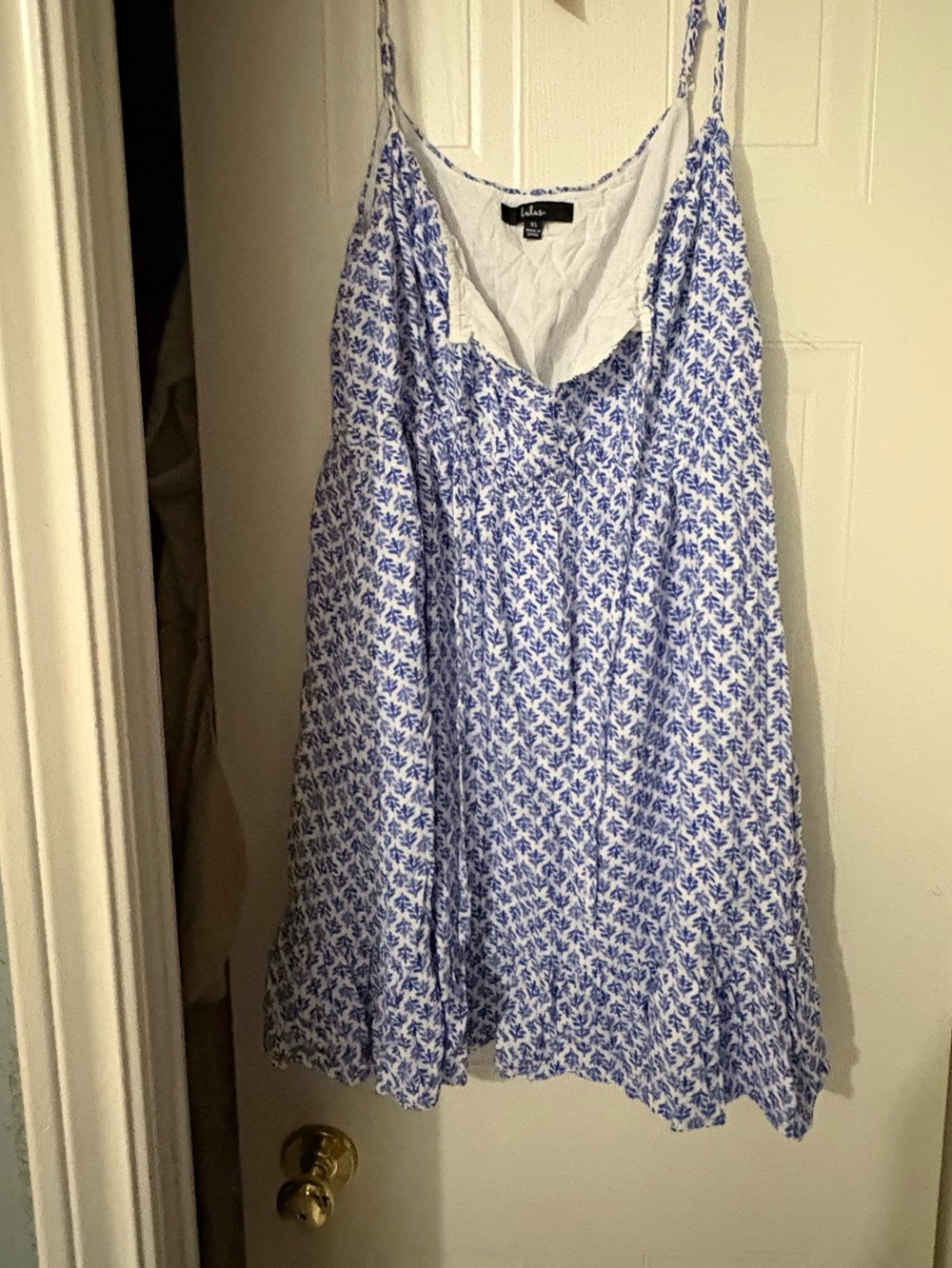 Light Blue Printed Spaghetti Strap Women's dress